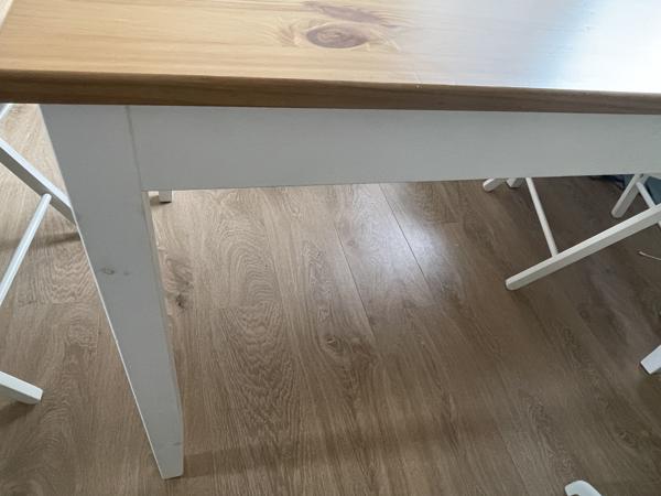 Tafel (eet of werktafel) hout met wit