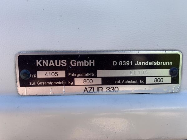 Knaus Azur330 met grote disselbak.