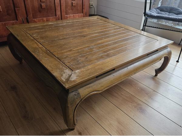 Massief eiken opiumtafel (100 x 100cm)