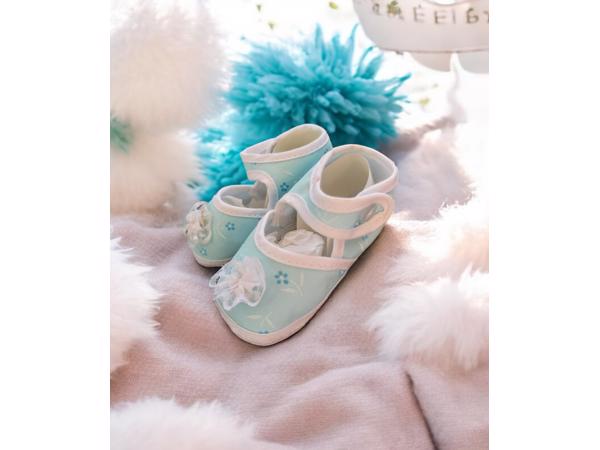 Junior Joy Babyschoenen Newborn Lichtblauw Met Bloemetjes