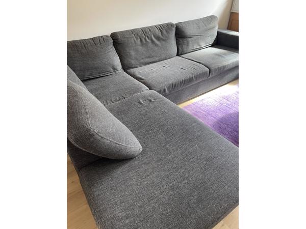 Hoekbank met chaise longue rechts dondergrijs