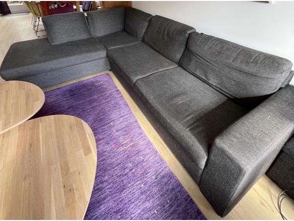 Hoekbank met chaise longue rechts dondergrijs