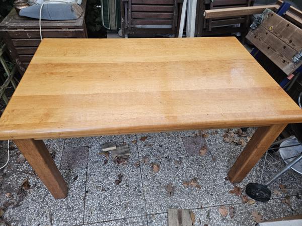 eettafel met 4 stoelen, massief eiken 85 x 145/195
