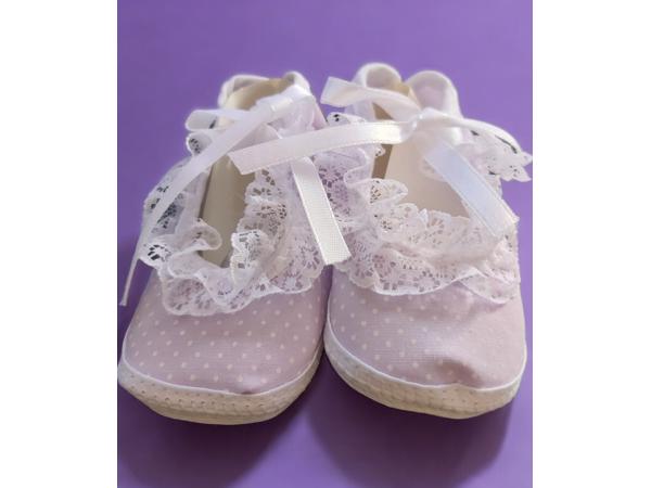 Junior Joy Babyschoenen Newborn Meisjes Paars/wit Met Stippe