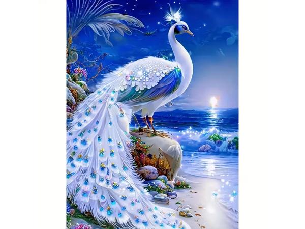 50x40cm Diamond Painting pauw strand (vierkant) nr 40