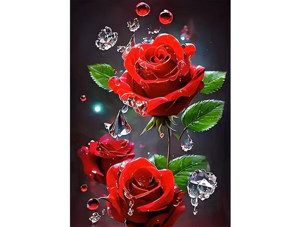 nr 58 Diamond Painting rode rozen 50x40cm (vierkant)