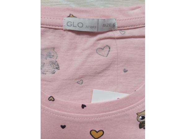 Glo-story t-shirt licht roze uilen S
