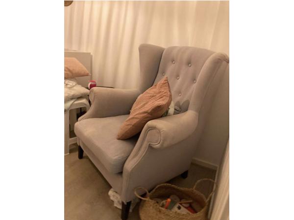 Grijze ijsblauwe oorfauteuil Stoel